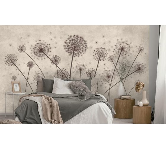Фотообои 3D Design Studio 3D Одуванчики на светлой фактуре 400x270 см PL-041_400х270