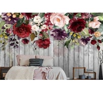 Фотообои 3D Design Studio 3D Акварельные цветы на древесном фоне 400x270 см BT-030_400х270
