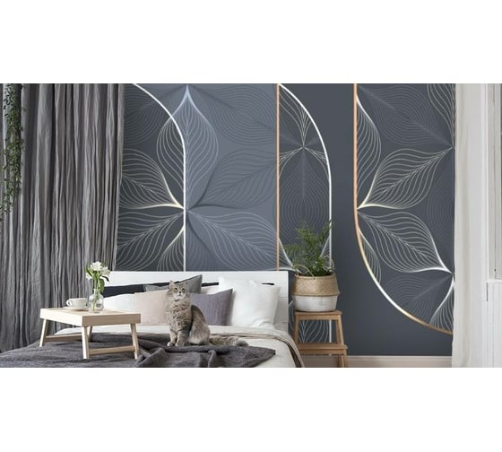 Фотообои 3D Design Studio 3D Цветочное кружево в базальтовом оттенке 400x270 см PL-098_400х270