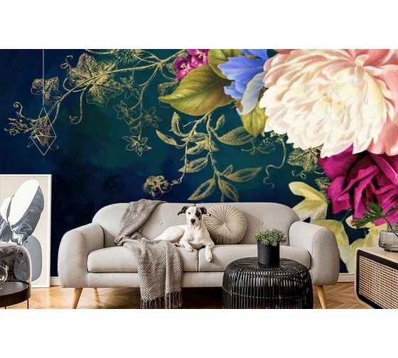 Фотообои 3D Design Studio 3D Темная композиция с цветами 400x270 см BT-047_400х270