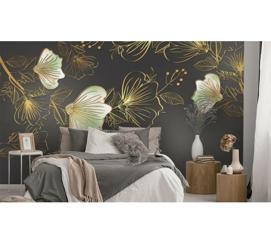 Фотообои 3D Design Studio 3D Мерцающие цветы на темном 400x270 см SG-012_400х270