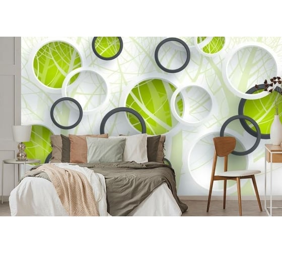Фотообои 3D Design Studio 3D Объемные зеленые круги GM-015300x270