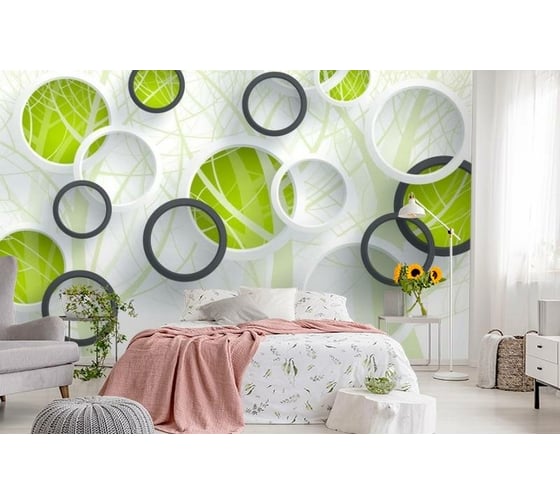 Фотообои 3D Design Studio 3D Объемные зеленые круги GM-015300x270