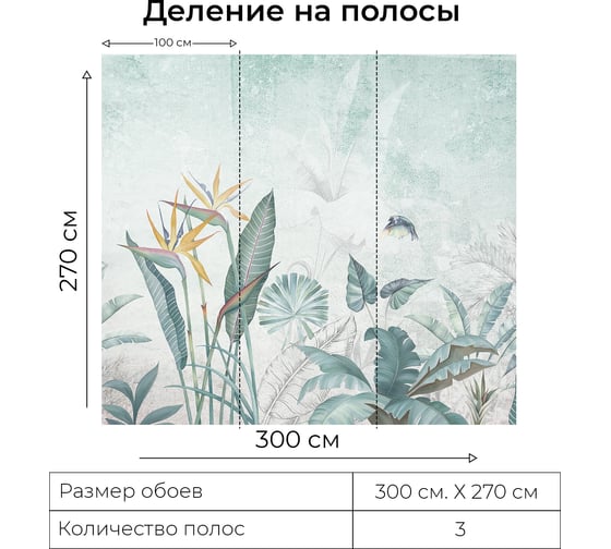Фотообои Onprint TROPICAL FRESCO БО 3x2,7 м TROPICAL FRESCO БО3Х2,7