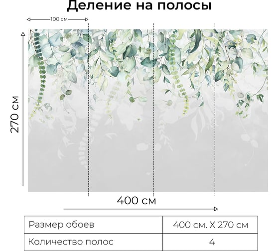 Фотообои Onprint GREY FOLIAGE ВФ 4x2,7 м GREY FOLIAGE ВФ4Х2,7