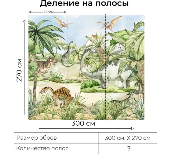 Фотообои Onprint DINOLAND ВФ 3x2,7 м DINOLAND ВФ3Х2,7