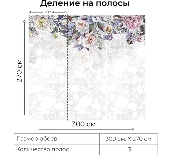Фотообои Onprint PEONY MESS КФ 3x2,7 м PEONY MESS КФ3Х2,7