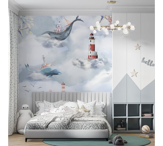 Фотообои Onprint FLYING WHALES LIGHT БО 3x2,7 м FLYING WHALES LIGHT БО3Х2,7 1