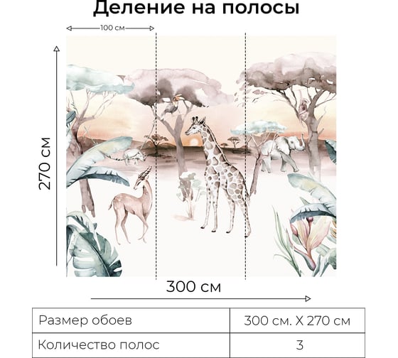 Фотообои Onprint SAFARILEND ВФ 3x2,7 м SAFARILEND ВФ3Х2,7