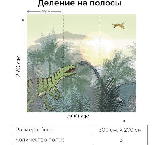 Фотообои Onprint DINO TROPI БО 3x2,7 м DINO TROPI бо3х2,7