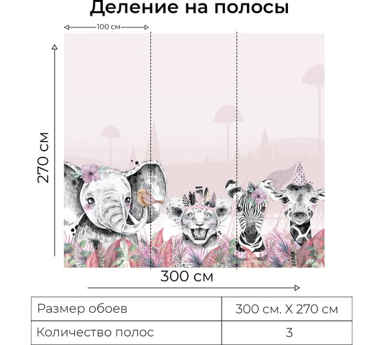 Фотообои Onprint ANI PINK КФ 3x2,7 м ANI PINK кф3х2,7