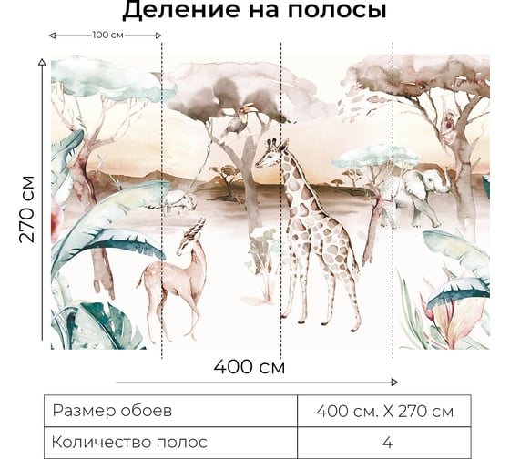 Фотообои Onprint SAFARILEND КФ 4x2,7 м SAFARILEND кф4х2,7