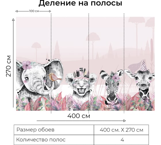 Фотообои Onprint ANI PINK ВФ 4x2,7 м ANI PINK вф4х2,7