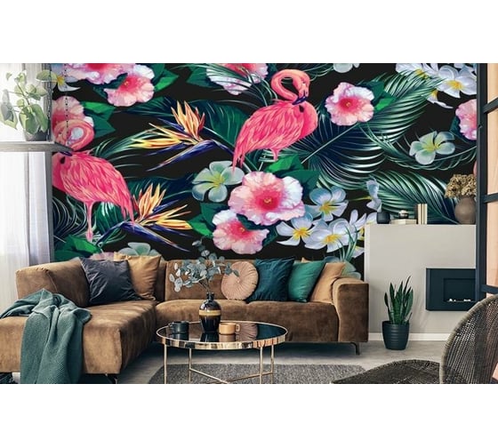 Фотообои 3D Design Studio 3D Тропическая композиция с фламинго 400x270 см TR-003_400х270