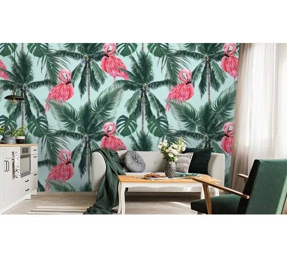 Фотообои 3D Design Studio 3D Фламинго на пальмах 400x270 см TR-030_400х270