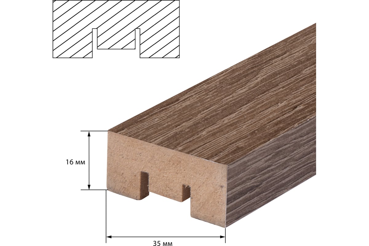 Декоративная рейка МДФ 35х16х2700 мм дуб винтаж
