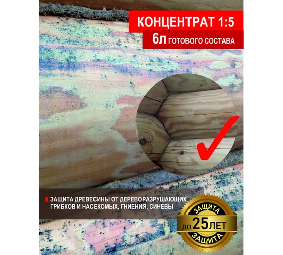Антисептик для дерева для внутренних работ SAFORA (концентрат 1:5), 1 литр АН02