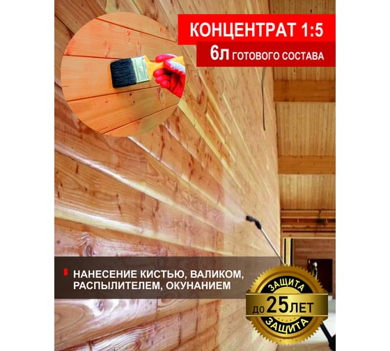 Антисептик для дерева для внутренних работ SAFORA (концентрат 1:5), 1 литр АН02