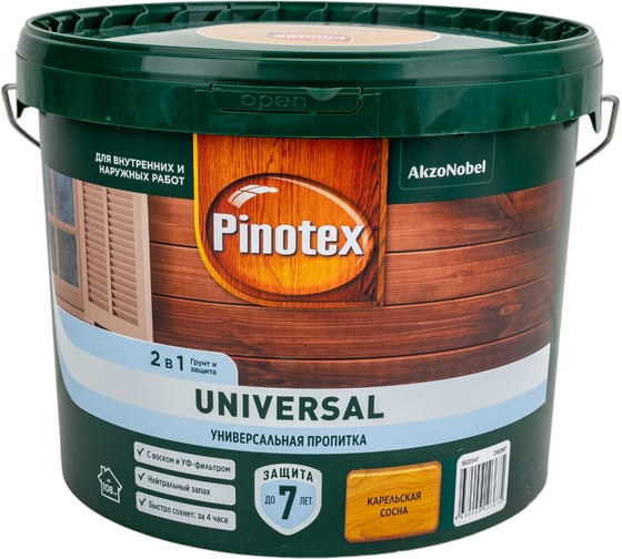 Пропитка 2 в 1 Pinotex UNIVERSAL карельская сосна, 9 л 5620547