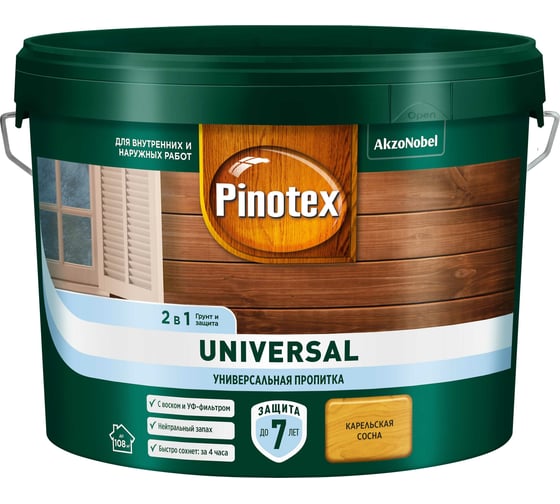 Пропитка 2 в 1 Pinotex UNIVERSAL карельская сосна, 9 л 5620547