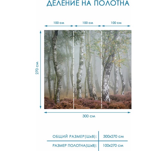 Фотообои флизелиновые Fotooboikin " Лес" 300x270 см fot-20
