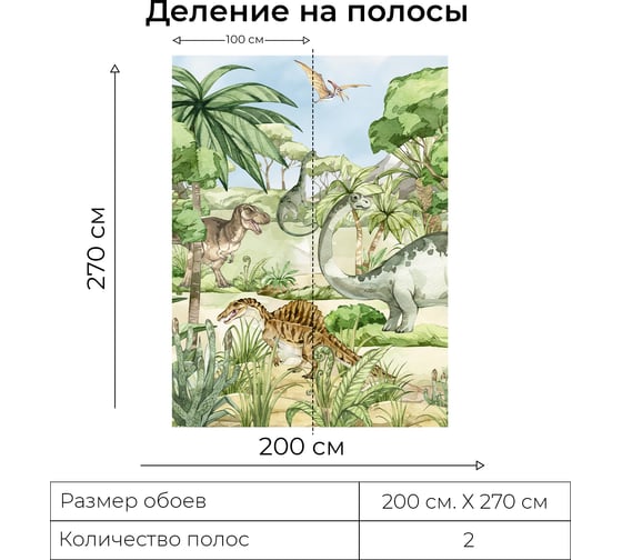 Фотообои Onprint DINOLAND ВФ 2x2,7 м DINOLAND вф2х2,7