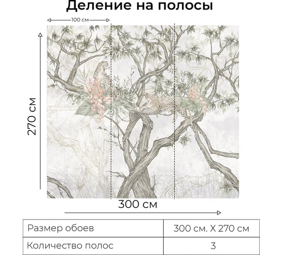 Фотообои Onprint FACTURE TREE LEO ВФ 3x2,7 м FACTURE TREE LEO вф3х2,7