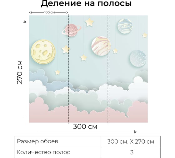 Фотообои Onprint PASTEL SPACE КФ 3x2,7 м PASTEL SPACE кф3х2,7
