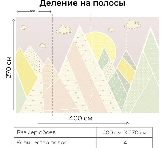 Фотообои Onprint PASTEL MOUNT ВФ 4x2,7 м PASTEL MOUNT вф4х2,7