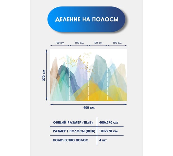 Фотообои Fotooboikin "Горы акварель " 400x270 см fot-48