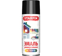 Аэрозольная универсальная краска-эмаль STARFIX (черный 9017; глянец; 520 мл) SM-103045-1