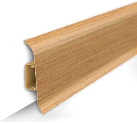 Напольный плинтус с центральной планкой IDEAL Классик 70 мм, 2.2 м, 212 дуб светлый К-П70п 212