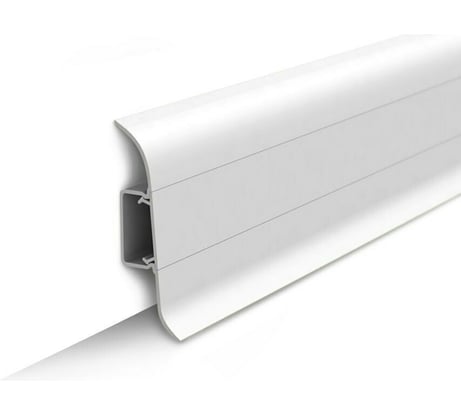 Напольный плинтус с центральной планкой IDEAL Классик 85 мм, 2.2 м, 001 белый К-П85п 001 БЕЛ