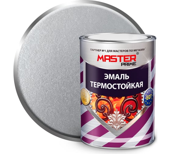 Термостойкая эмаль Master Prime серебро, 0.4 кг 4300005511