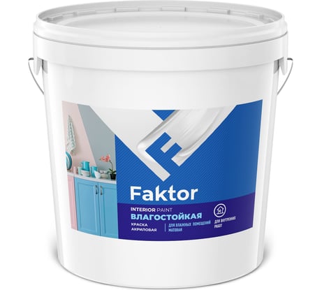 Влагостойкая краска ЯРОСЛАВСКИЕ КРАСКИ FAKTOR для интерьеров белая, ведро 28 кг О05363