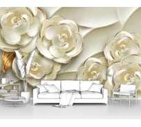 Фотообои 3d абстракции цветы "Керамические белые розочки" 400x260 ШxВ ООО Первое ателье pw73838