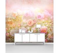 Фотообои цветы розы "Розовые кусты в солнечном свете" 115x100 ШxВ ООО Первое ателье pw143051-1