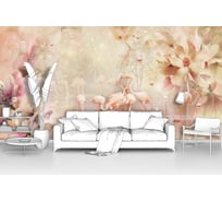 Фотообои природа птицы "Фламинго на сказочном озере" 400x200 ШxВ ООО Первое ателье pw94736