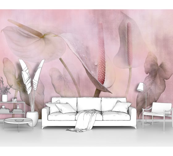 Фотообои цветы "Каллы в розовом тумане" 400x250 ШxВ ООО Первое ателье pw98642 1
