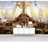 Фотообои "Пиратский корабль, палуба парусника со штурвалом" 145x100 ШxВ ООО Первое ателье pw103087-1