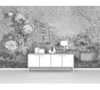 Фотообои "Венеция в черно-белых тонах в обрамлении из цветов" 400x250 ШxВ ООО Первое ателье pw97368