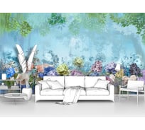 Фотообои лес в тумане "Цветы на фоне туманного леса" 400x220 ШxВ ООО Первое ателье pw97348