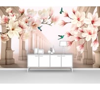 Фотообои 3d абстракции цветы "Сакура в аркаде из колонн" 400x250 ШxВ ООО Первое ателье pw94425-4
