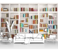 Фотообои лофт "Современный книжный стеллаж с книгами" 400x260 ШxВ ООО Первое ателье pw94435-4