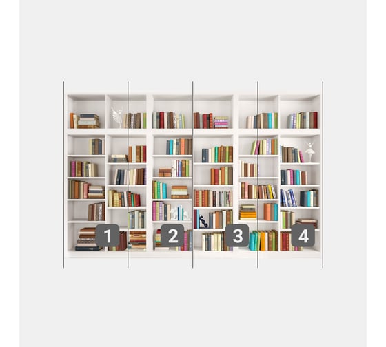 Фотообои лофт "Современный книжный стеллаж с книгами" 400x260 ШxВ ООО Первое ателье pw94435-4