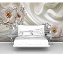 Фотообои 3d абстракции "Цветы на фоне шелковой ткани" 160x100 ШxВ ООО Первое ателье pw73808-1