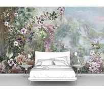 Фотообои горы "Цветущая природа на фоне водопадов" 300x205 ШxВ ООО Первое ателье pw78621-3