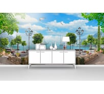 Фотообои "Набережная с двумя фонарями и чайками" 300x150 ШxВ ООО Первое ателье pw71226-3