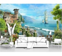 Фотообои море "Городок у залива с парусником" 300x205 ШxВ ООО Первое ателье pw78685-3