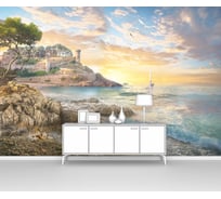 Фотообои море "Закат над скалистым берегом" 150x100 ШxВ ООО Первое ателье pw94734-1